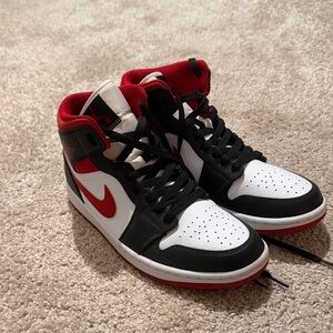 Jordan Black, White, and Red Sneakers